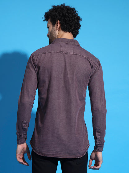 DOUBLE FLAP POCKET RFD MAROON SHIRT