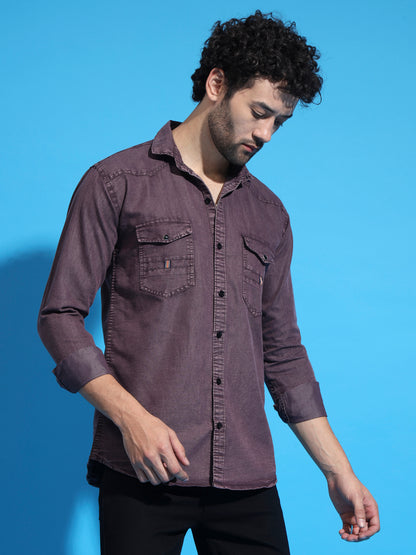 DOUBLE FLAP POCKET RFD MAROON SHIRT