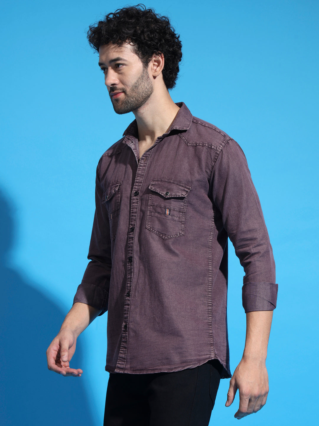 DOUBLE FLAP POCKET RFD MAROON SHIRT