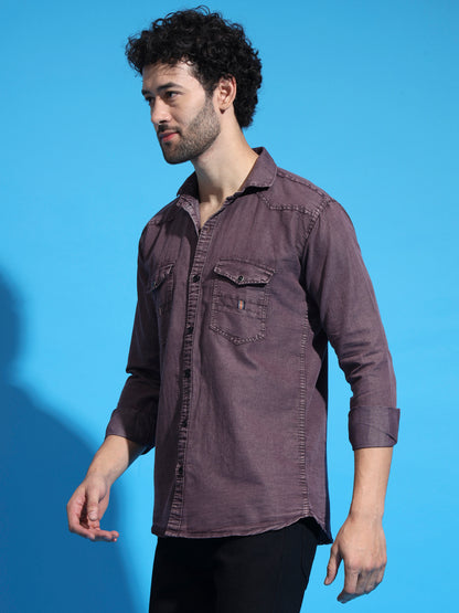 DOUBLE FLAP POCKET RFD MAROON SHIRT
