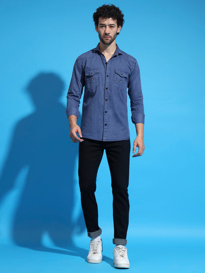 DOUBLE FLAP POCKET RFD BLUE SHIRT