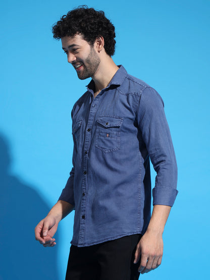 DOUBLE FLAP POCKET RFD BLUE SHIRT