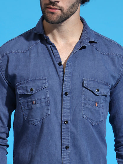 DOUBLE FLAP POCKET RFD BLUE SHIRT