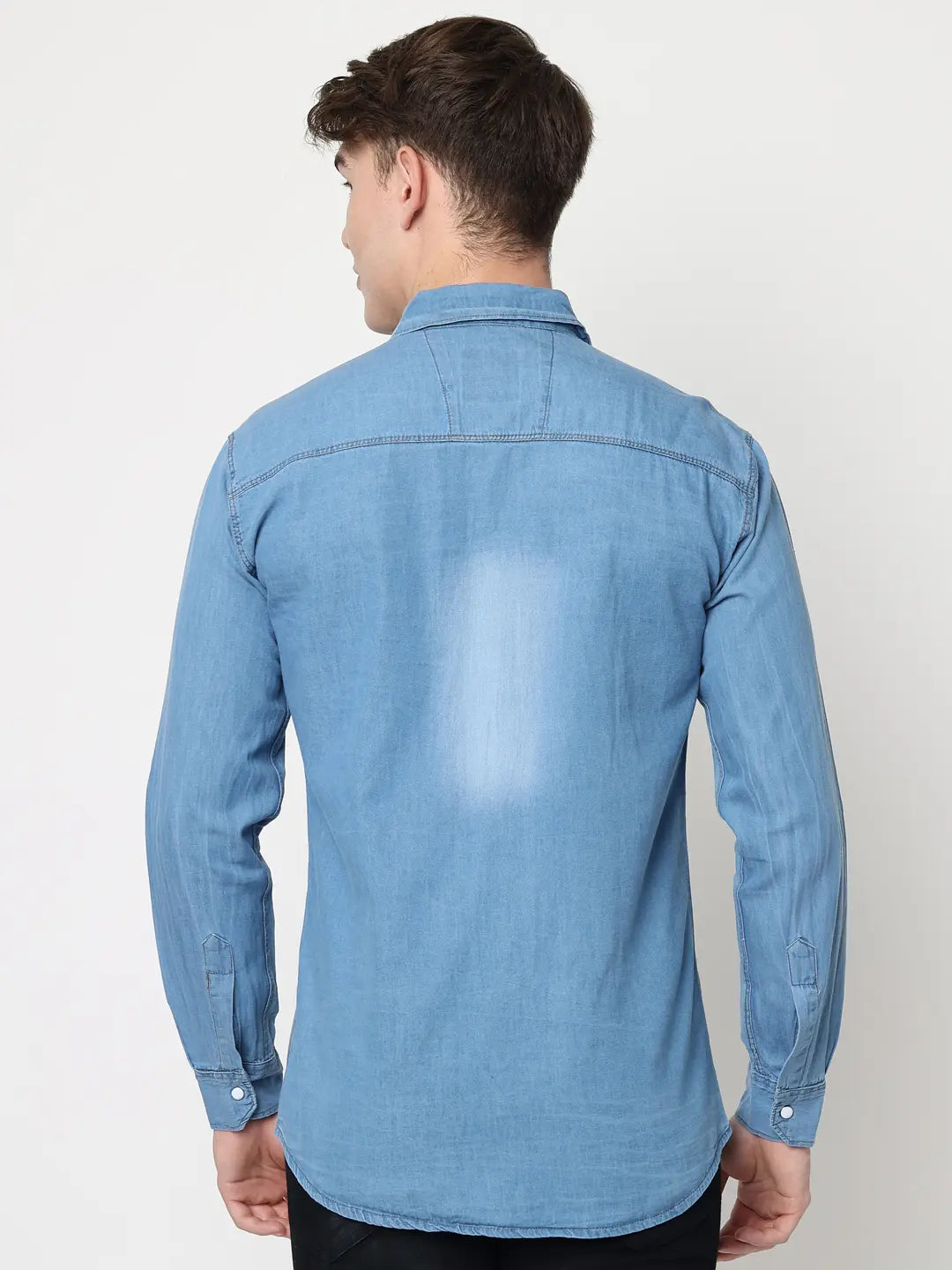 DOUBLE POCKET LIGHT BLUE DENIM SHIRT