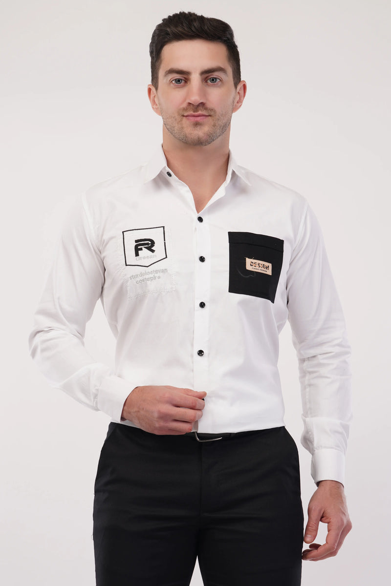 Chalk White Embroidery Shirt
