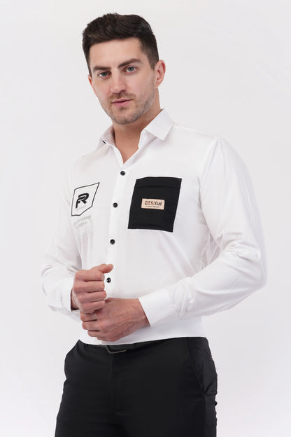 Chalk White Embroidery Shirt