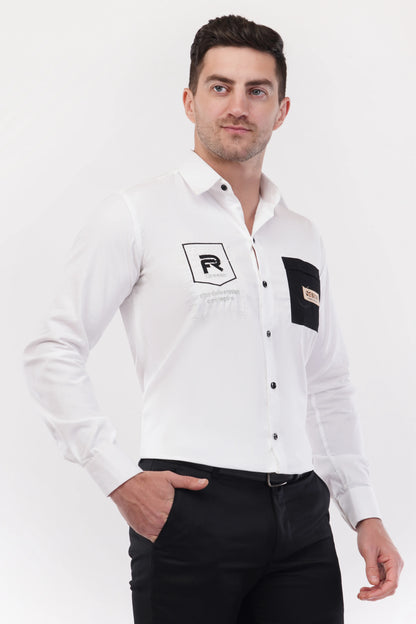Chalk White Embroidery Shirt