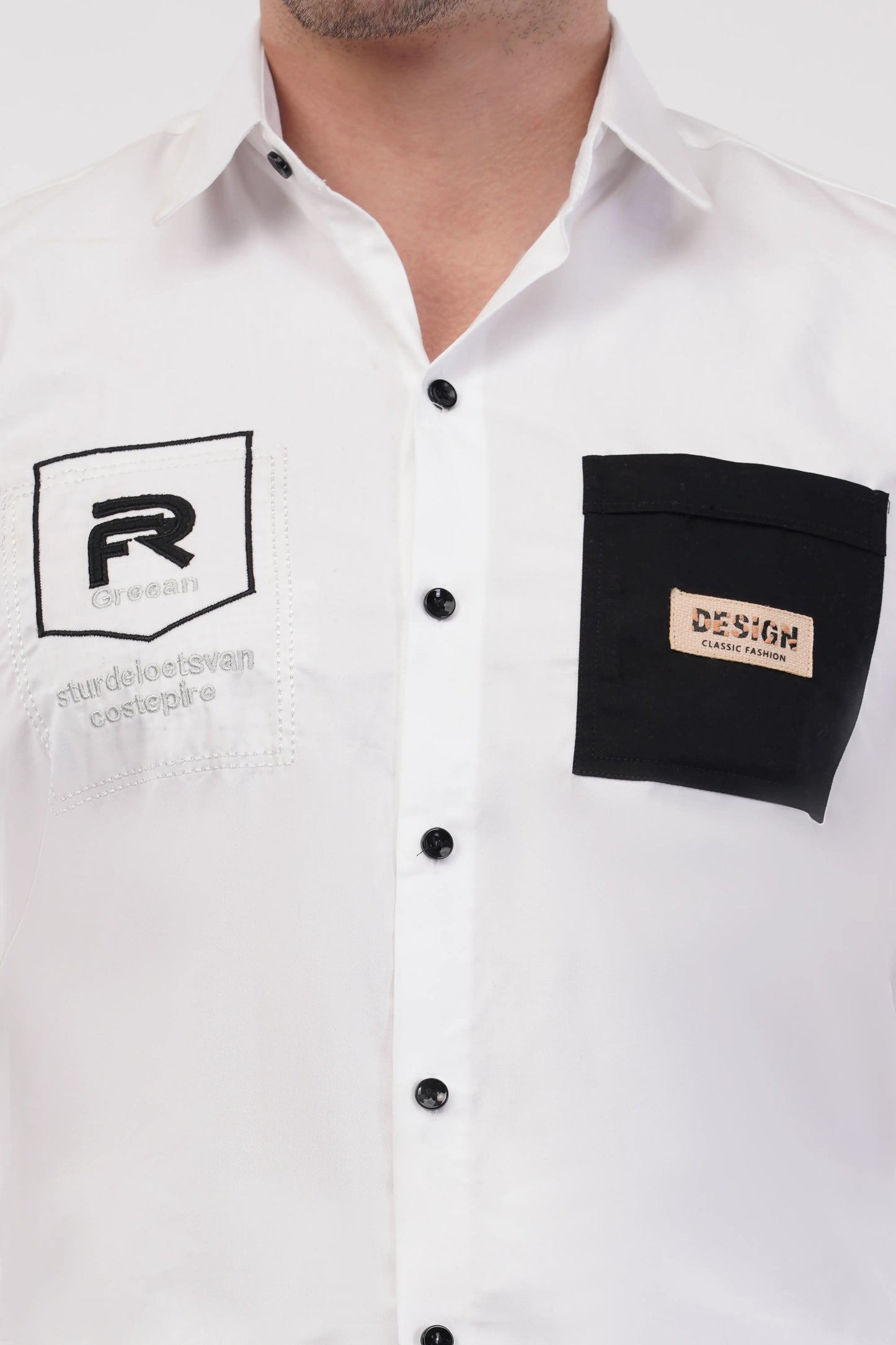 Chalk White Embroidery Shirt