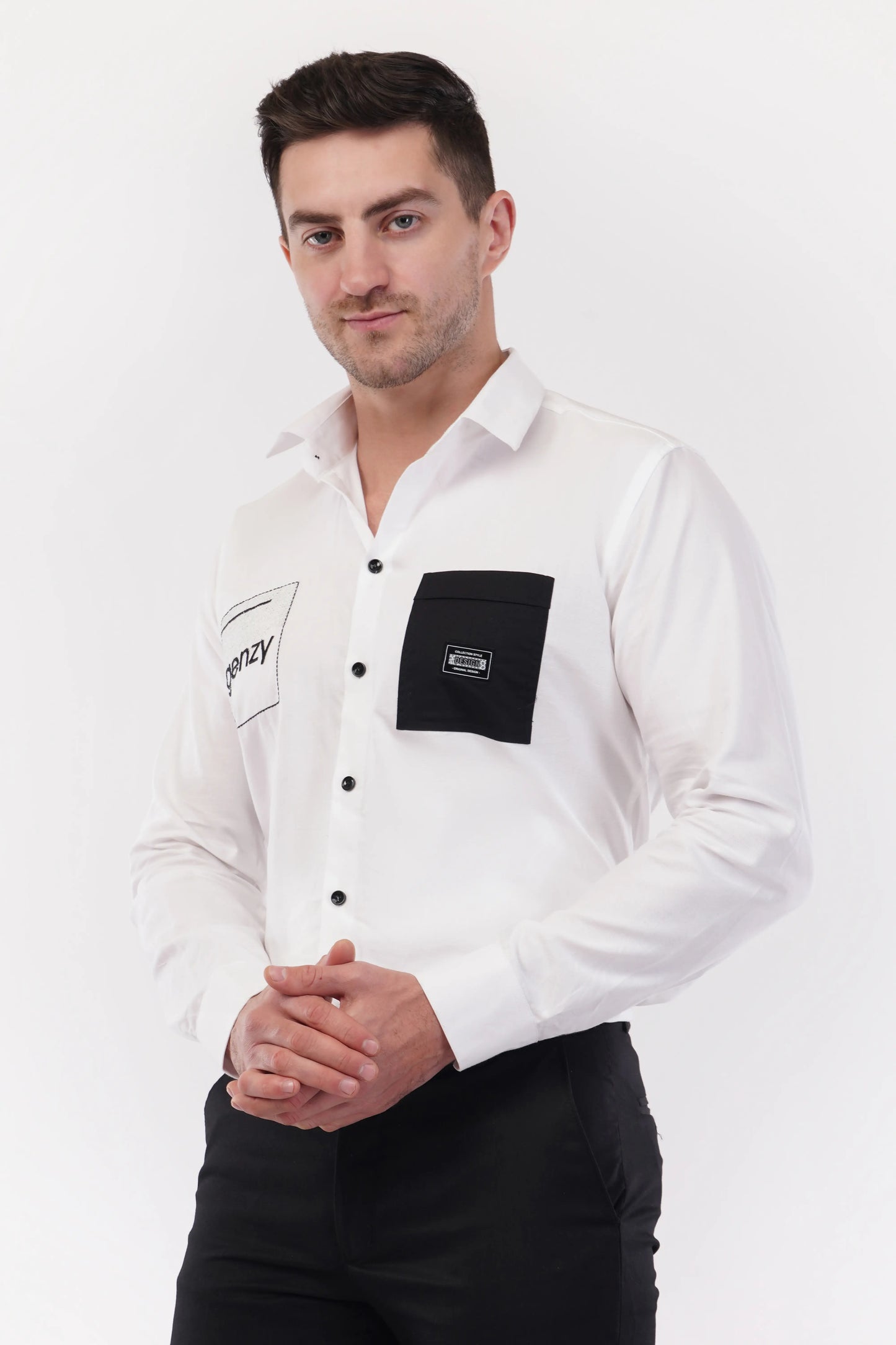 Chalk White Genzy Embroidery Shirt