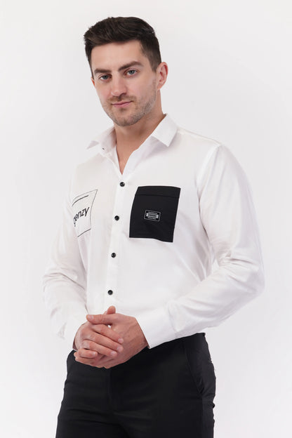 Chalk White Genzy Embroidery Shirt