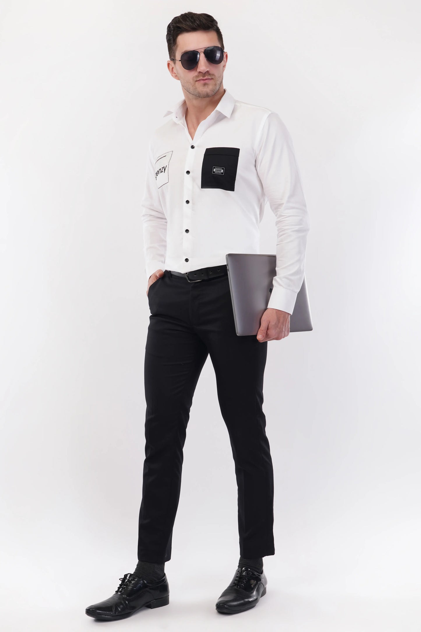 Chalk White Genzy Embroidery Shirt