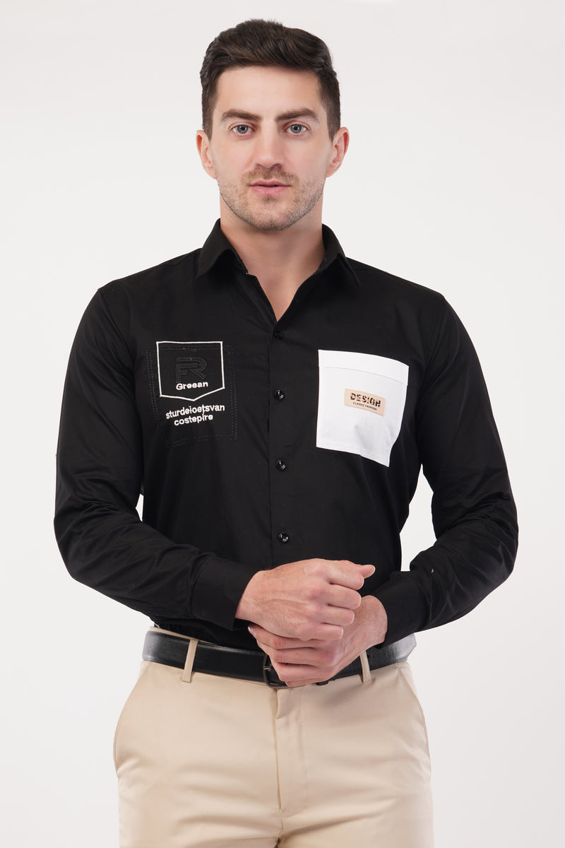 Chinese Black Embroidery Shirt