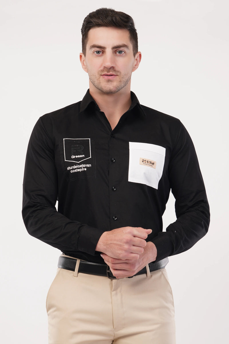 Chinese Black Embroidery Shirt