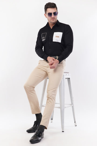 Chinese Black Embroidery Shirt