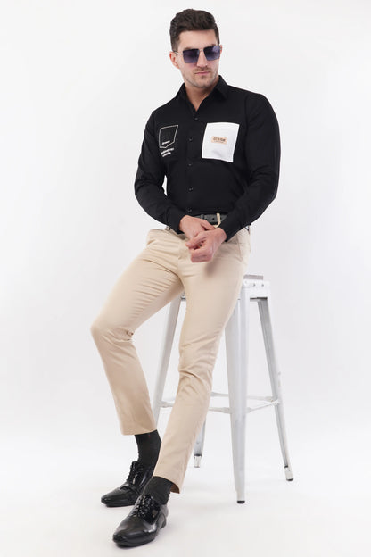 Chinese Black Embroidery Shirt
