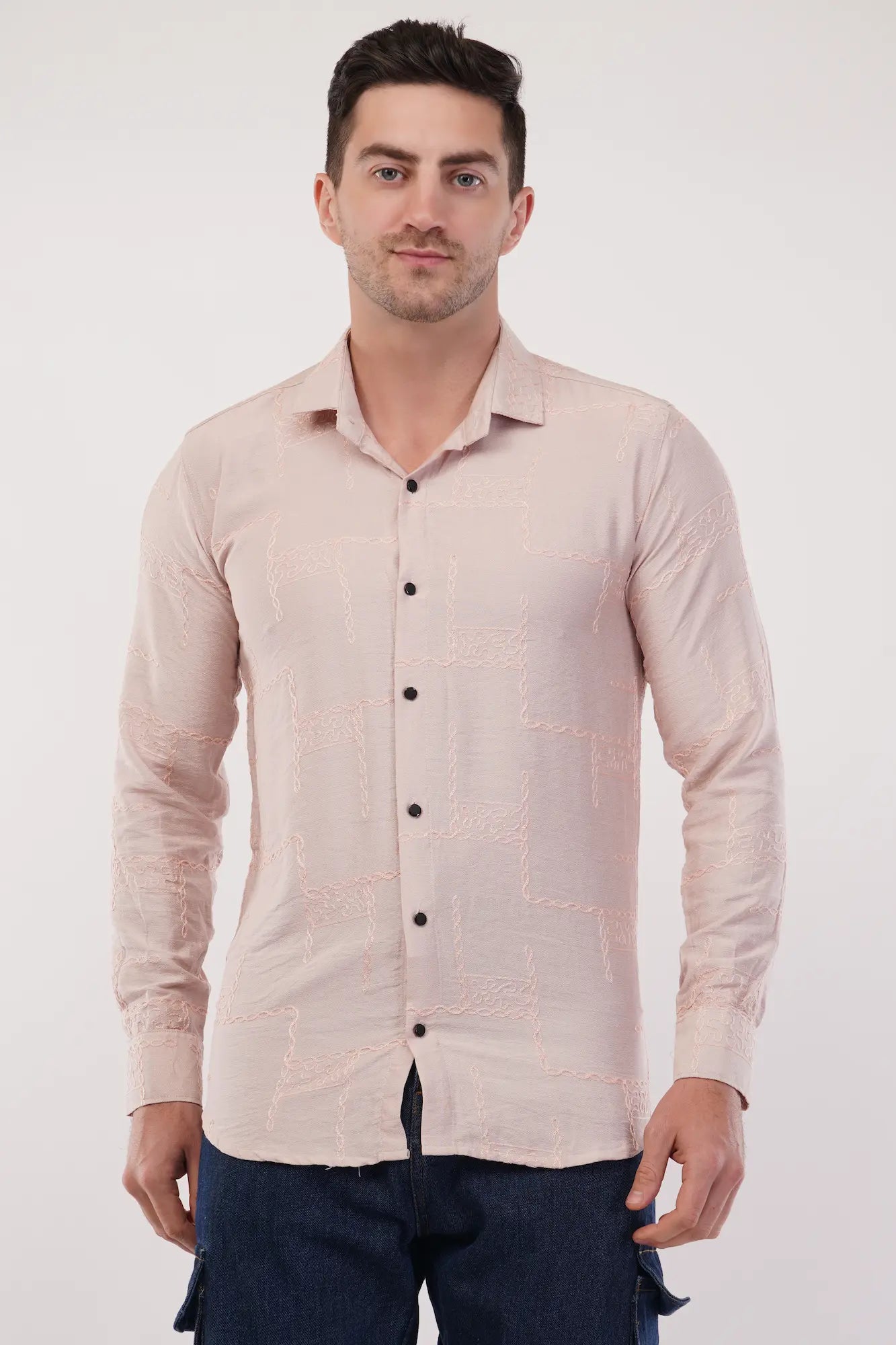 Pastel Grey Embroidery Shirt