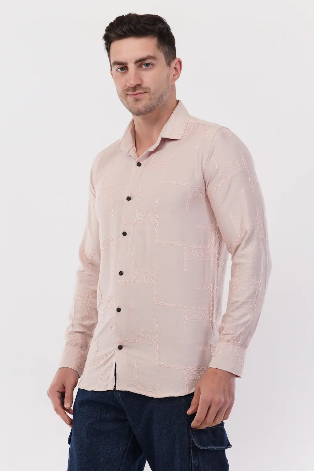 Pastel Grey Embroidery Shirt