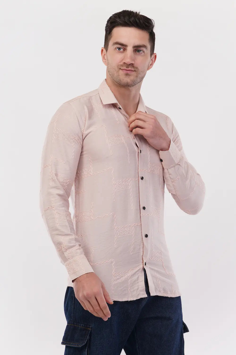 Pastel Grey Embroidery Shirt