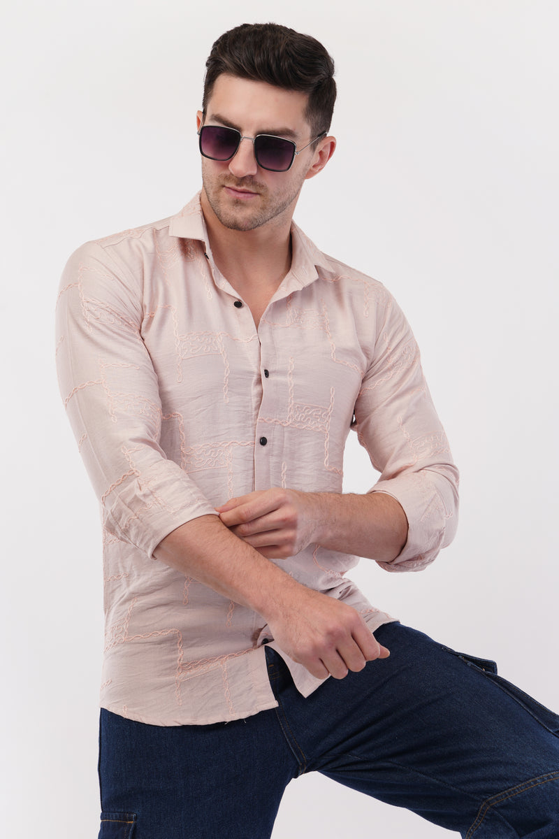 Pastel Grey Embroidery Shirt