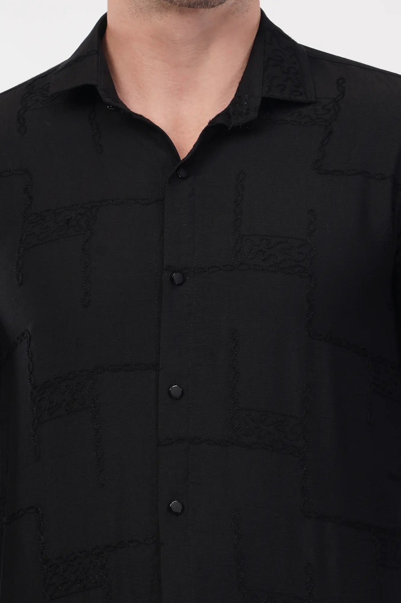Aswad Black Embroidery Shirt