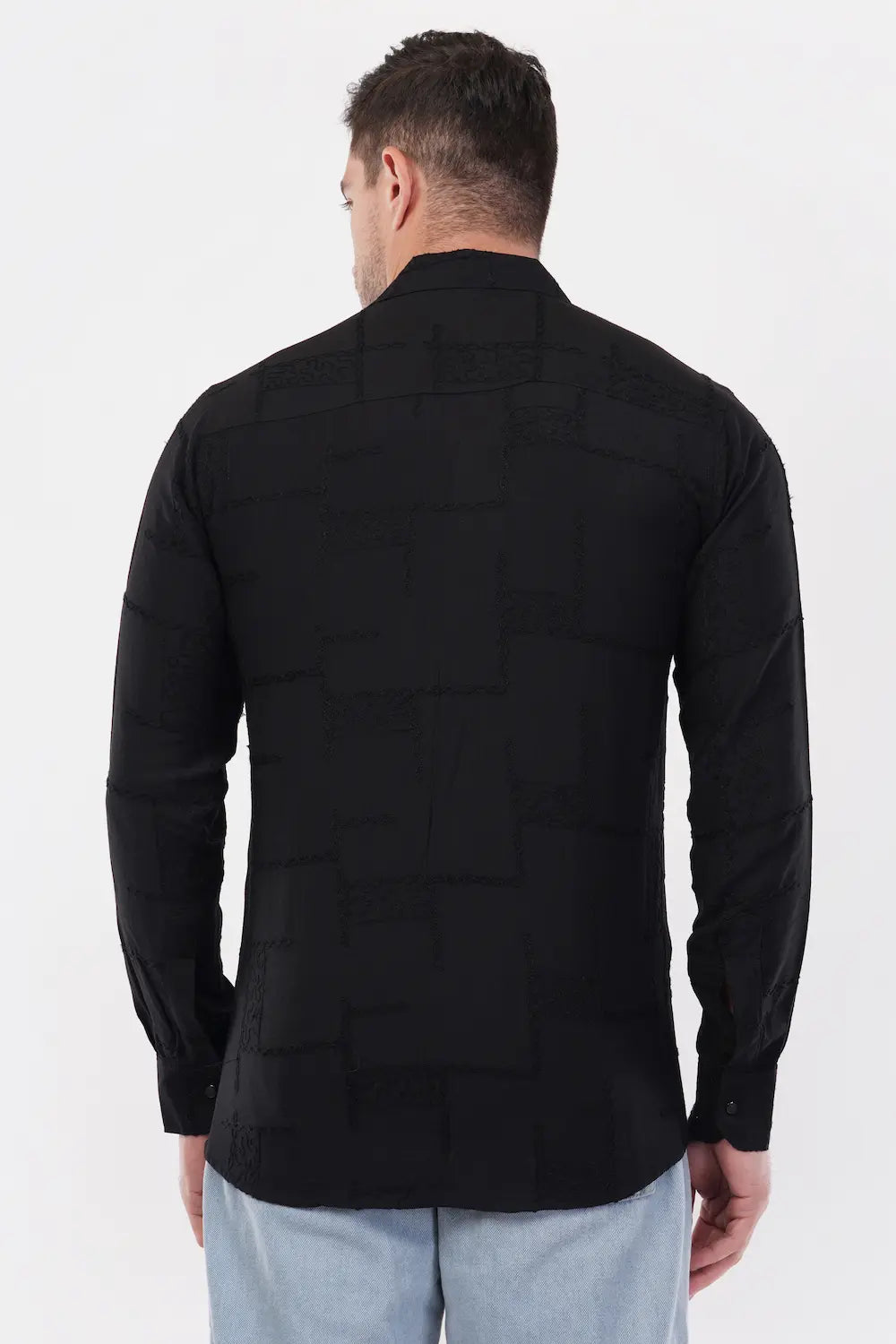 Aswad Black Embroidery Shirt