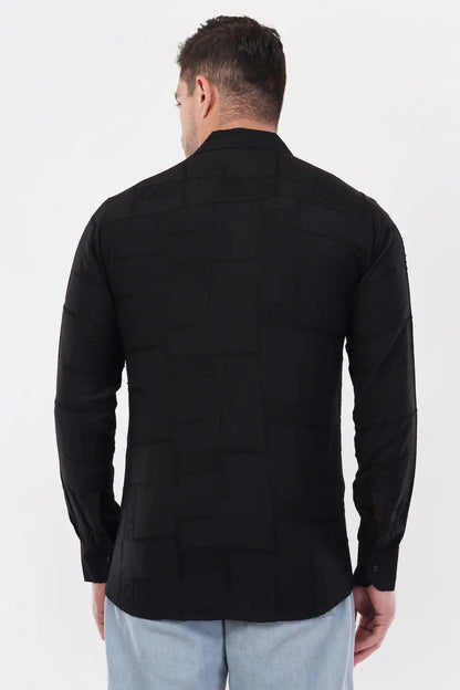 Aswad Black Embroidery Shirt