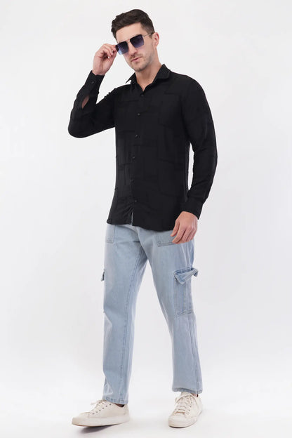 Aswad Black Embroidery Shirt