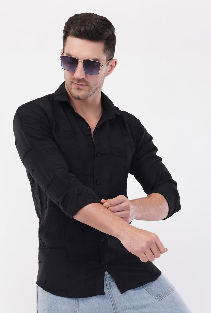 Aswad Black Embroidery Shirt