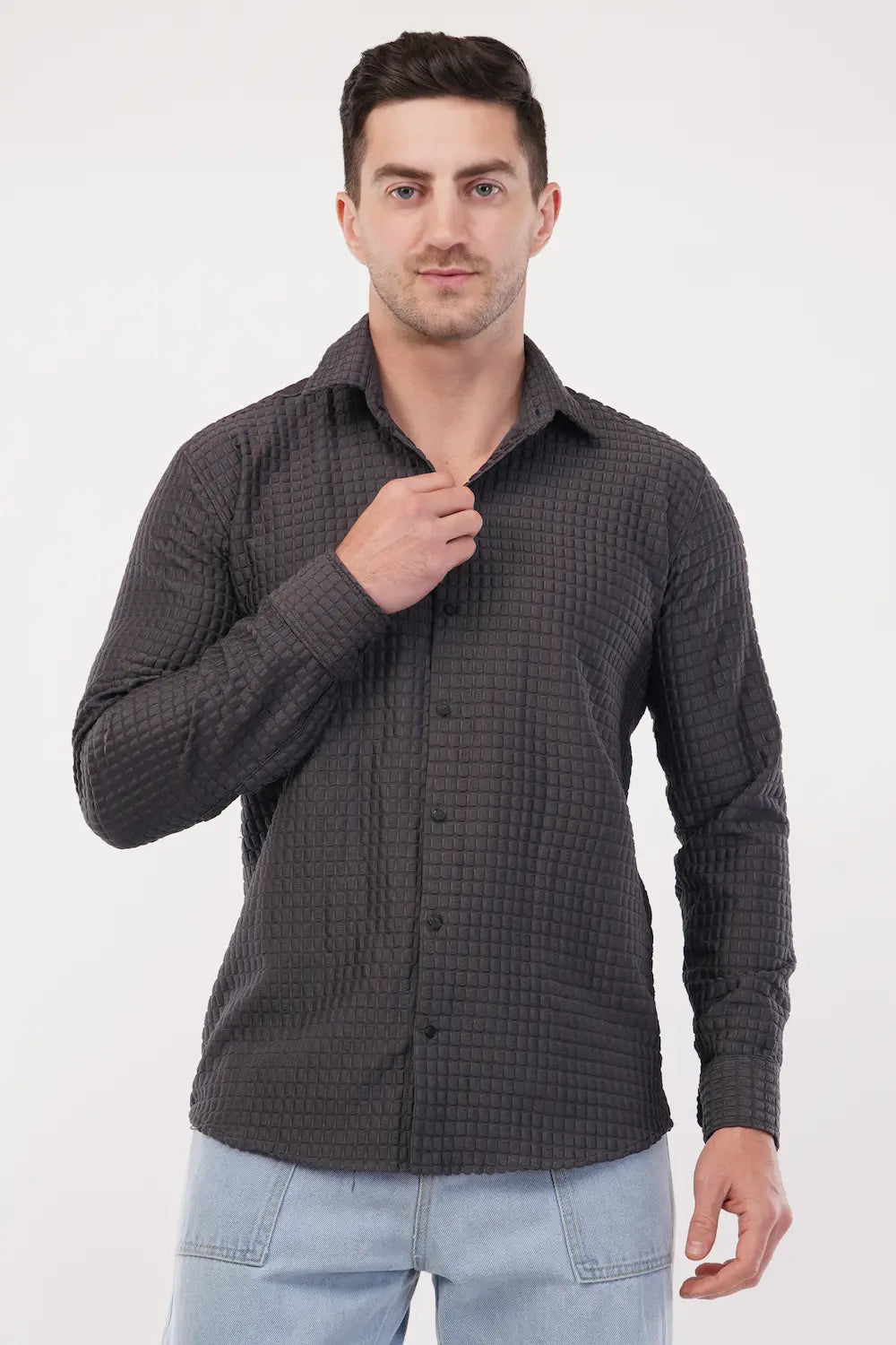 Taupe Purple Capsule Textured Shirt