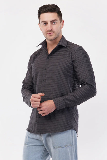 Taupe Purple Capsule Textured Shirt