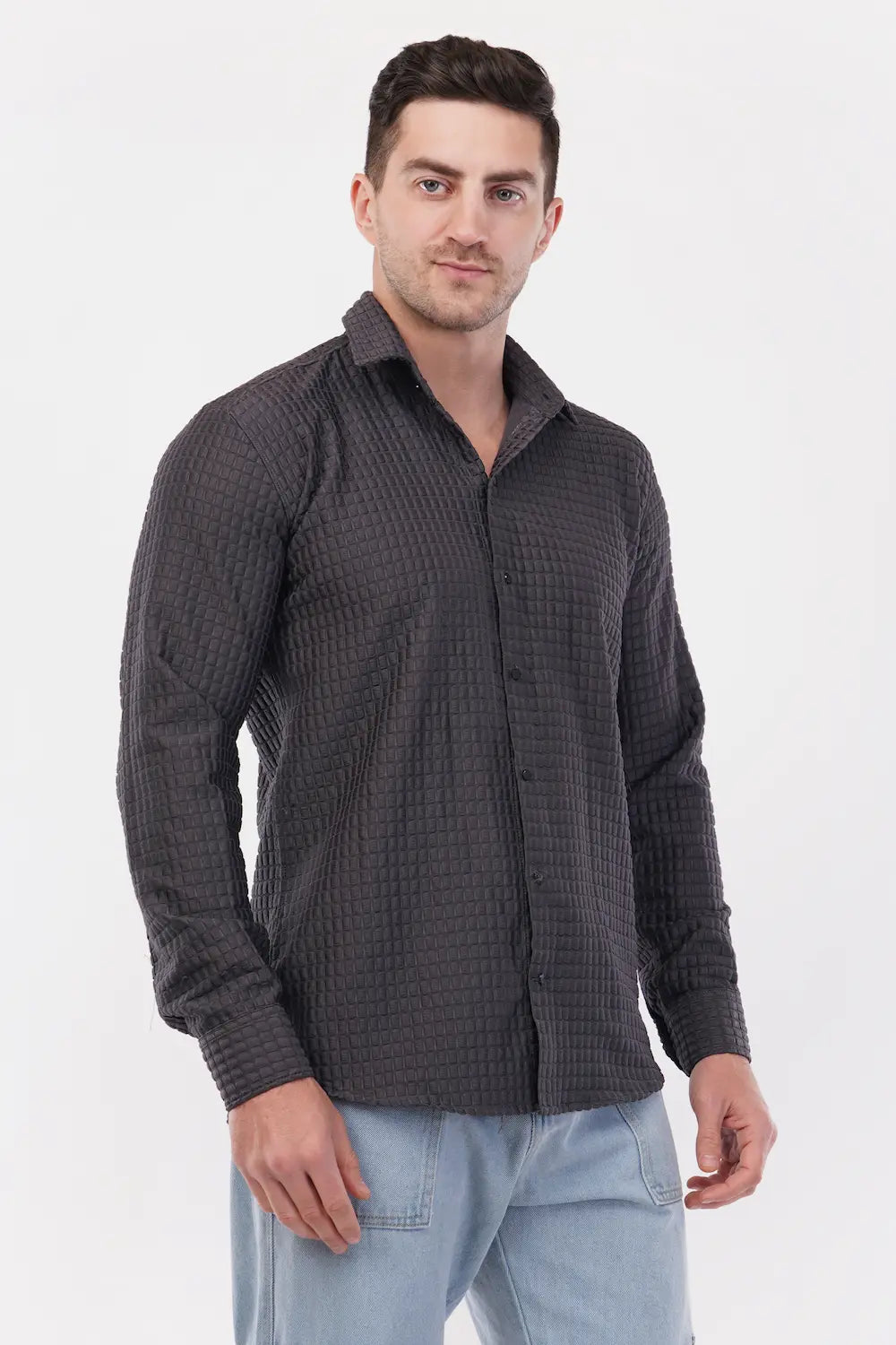 Taupe Purple Capsule Textured Shirt