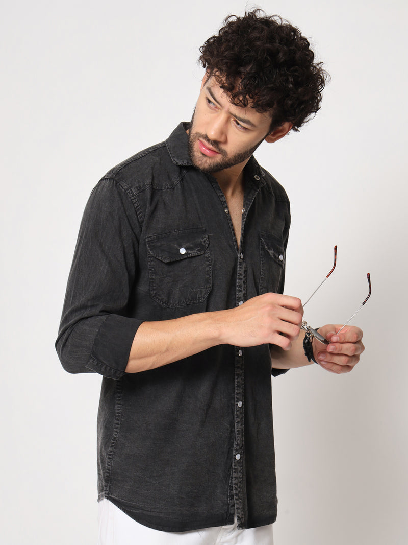 BLACK COTTON RFD SHIRT