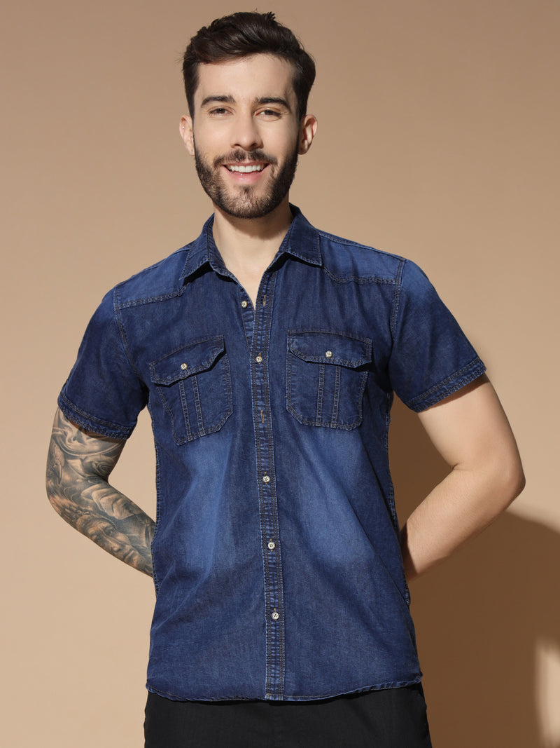 HALF SLEEVE DENIM SHIRT