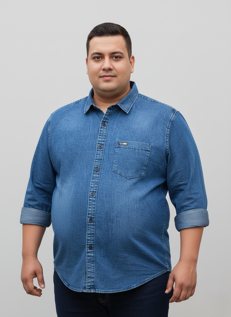 MEN SINGLE POCKET PLUS SIZE SHIRT