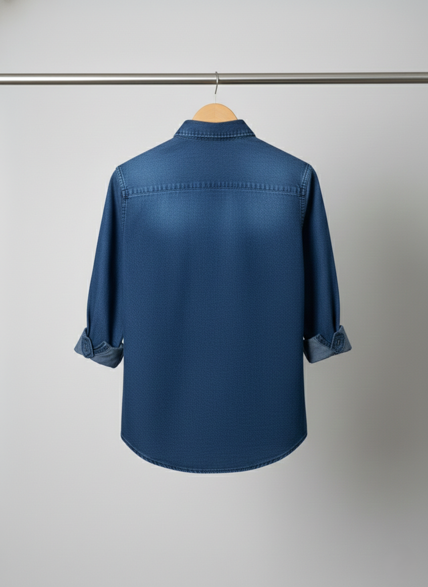 Boys Embroidery Acid Wash Denim Shirt