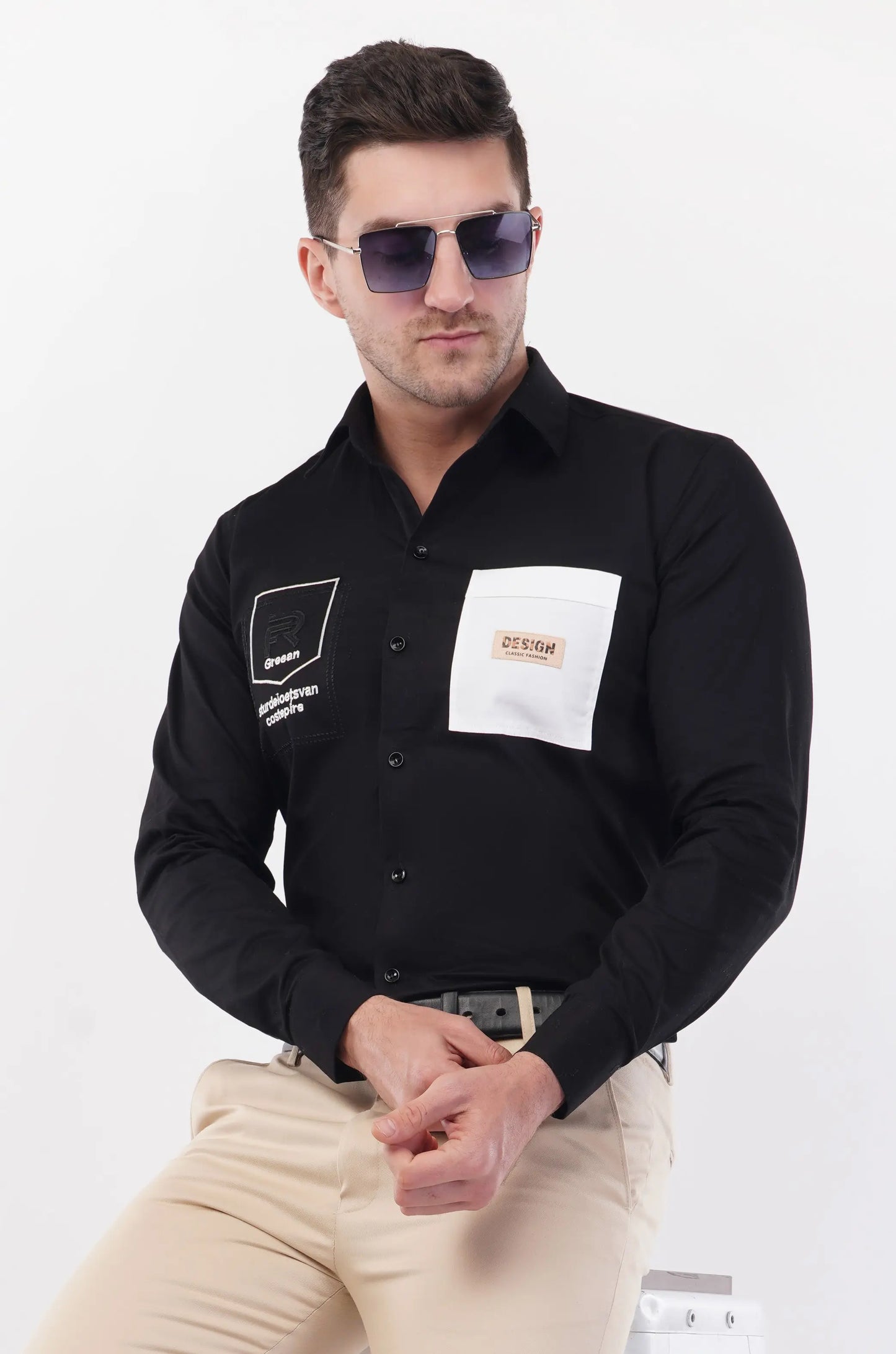 Chinese Black Embroidery Shirt