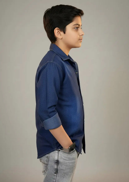 Boys Single Pocket Full Sleeve Denim Shirt