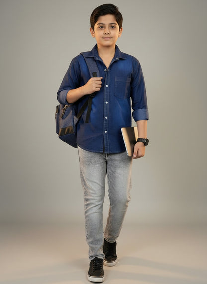 Boys Single Pocket Full Sleeve Denim Shirt