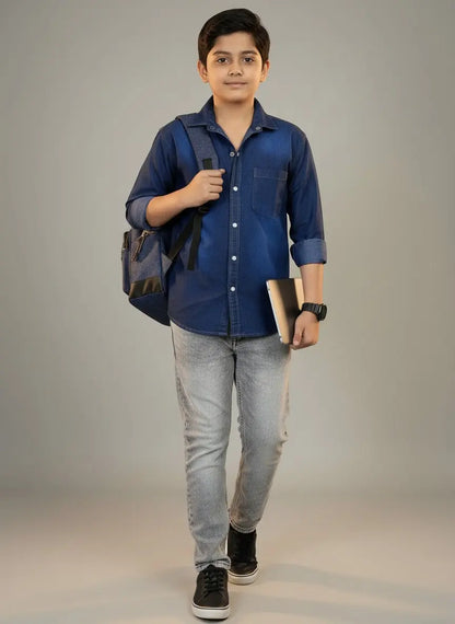 Boys Single Pocket Full Sleeve Denim Shirt