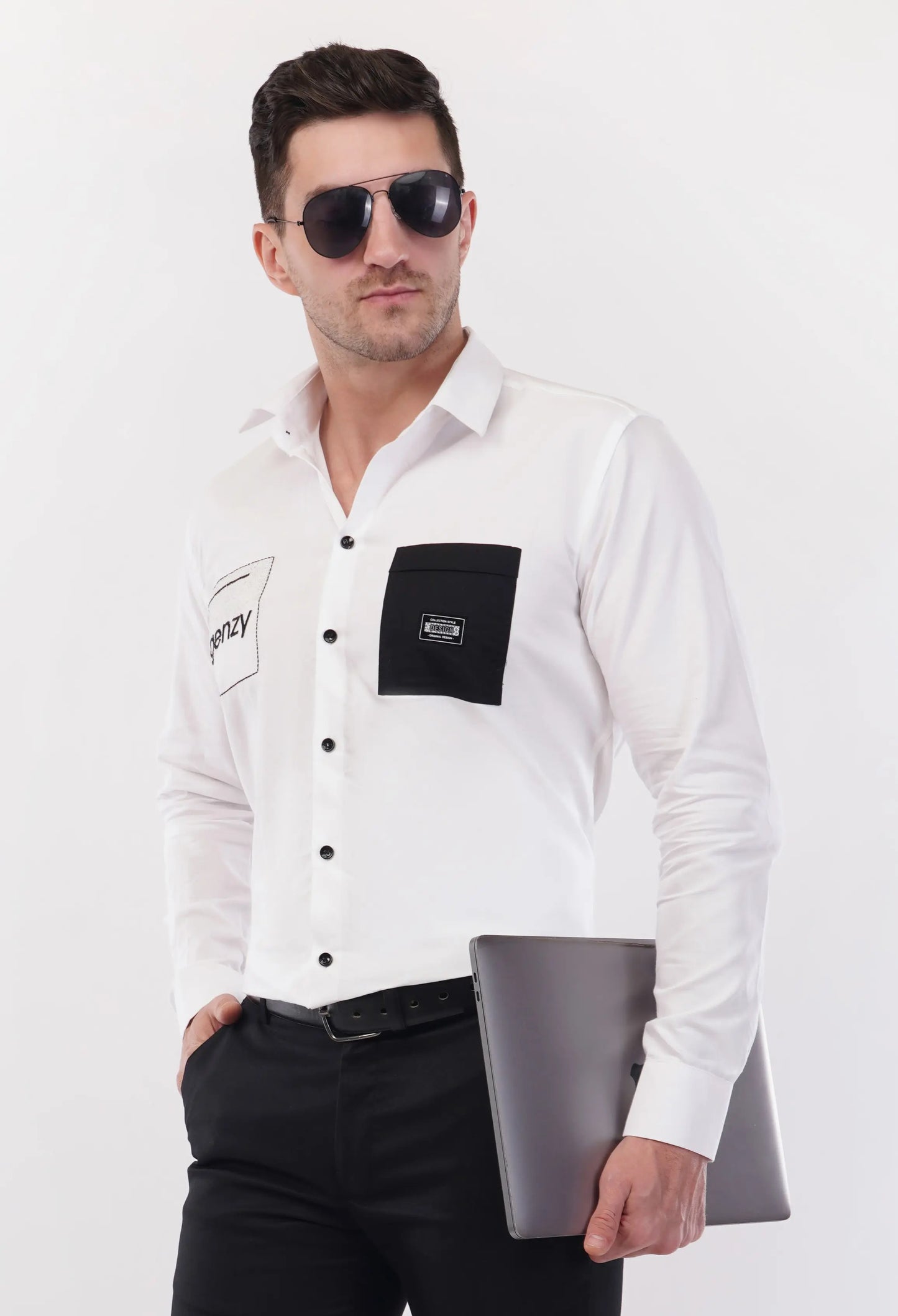 Chalk White Genzy Embroidery Shirt