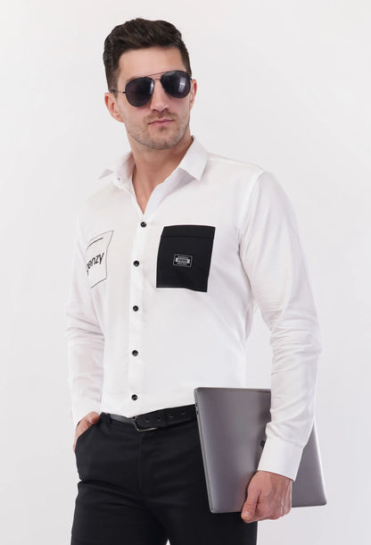 Chalk White Genzy Embroidery Shirt